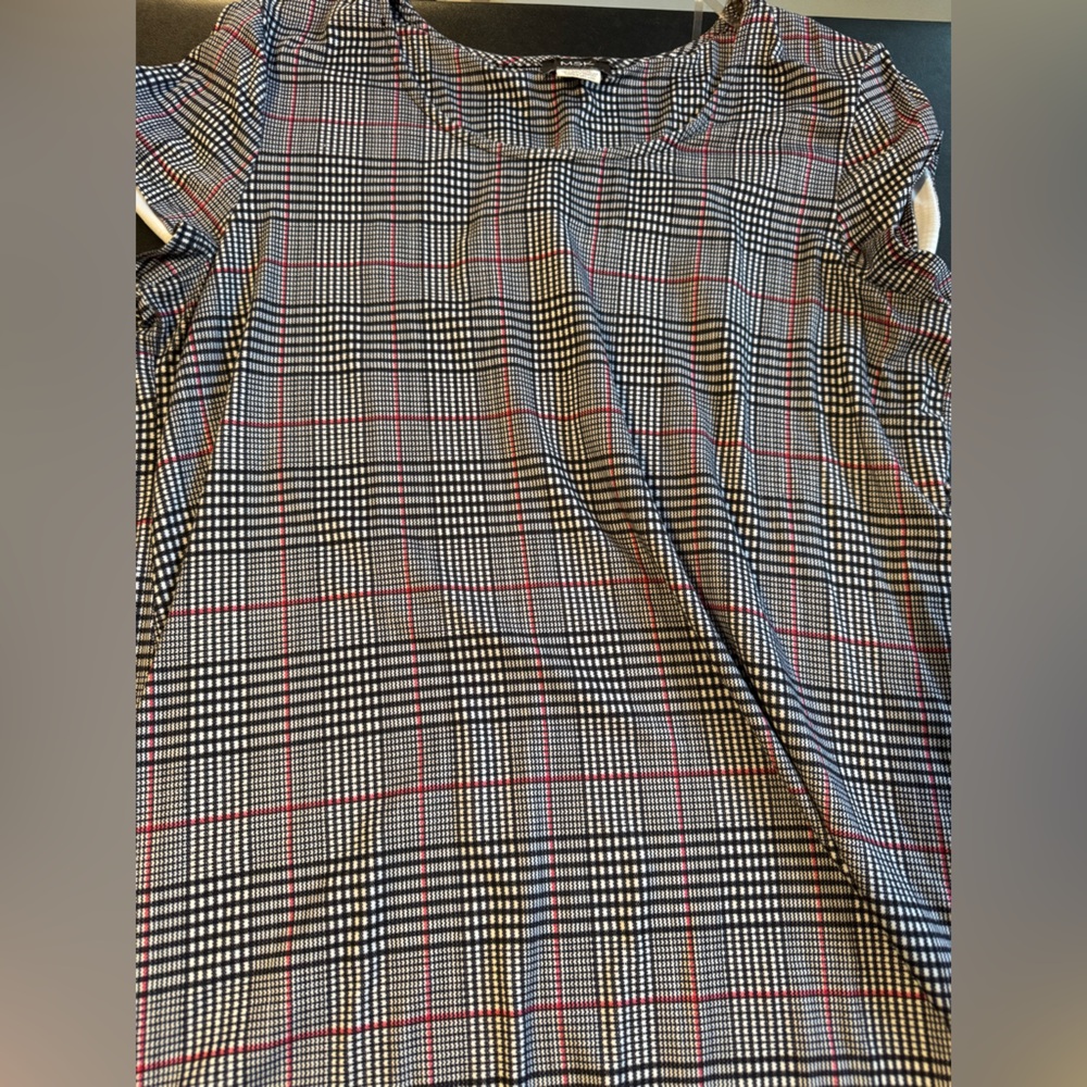 MSK Black and White Plaid Dress